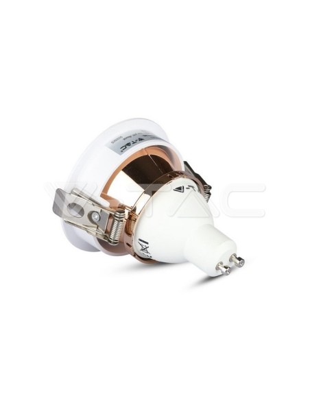 V-TAC VT-873 3159 Runder verstellbarer LED-Einbaustrahler GU10 Farbe Weiß mit Roségold