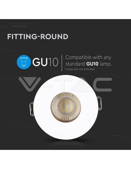 V-TAC VT-873 3159 Runder verstellbarer LED-Einbaustrahler GU10 Farbe Weiß mit Roségold