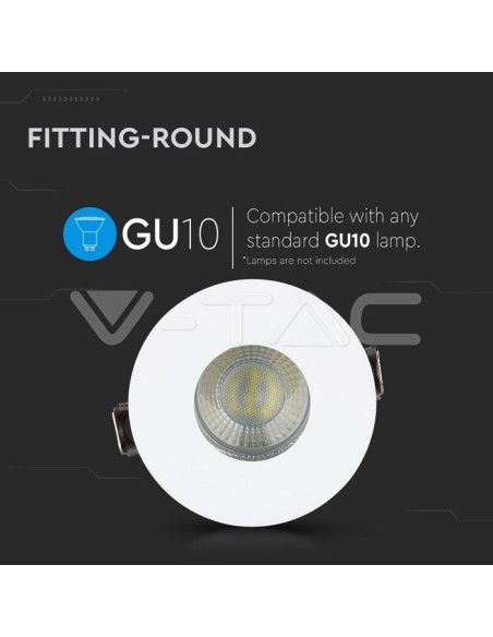 V-TAC VT-873 3160 Foco empotrable redondo GU10 blanco con acabado cromado