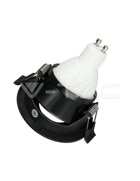 V-TAC VT-873 8595 Ronde GU10 Instelbare LED Inbouwspot Kleur Zwart met Zwarte Behuizing