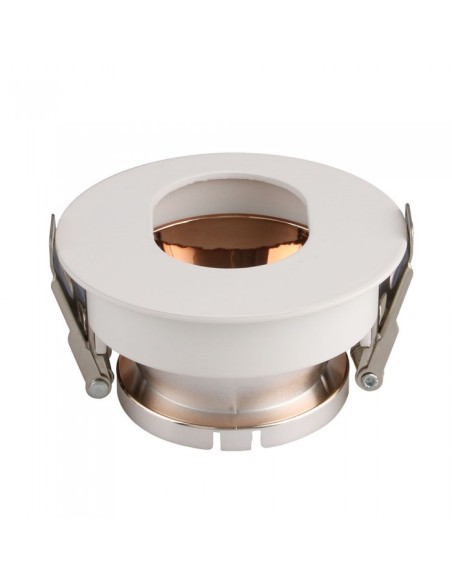 V-TAC VT-874 3163 Runder verstellbarer LED-Einbaustrahler mit Ovalloch GU10 Weiß mit Rose Gold Innenseite