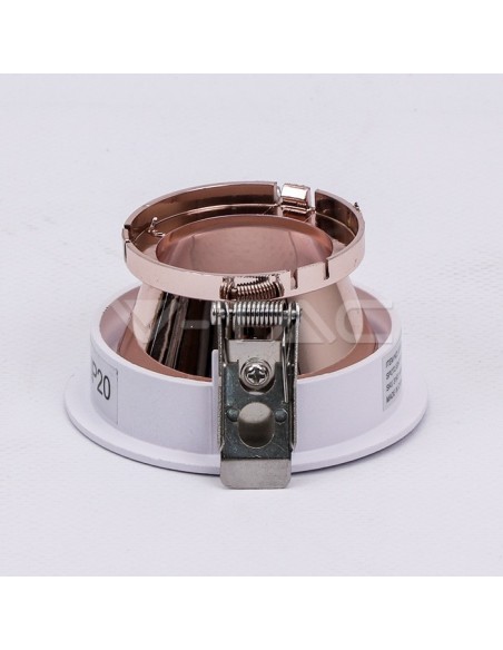 V-TAC VT-874 3163 Foco LED Redondo Ajustable con Agujero Ovalado GU10 Blanco con Interior Oro Rosa