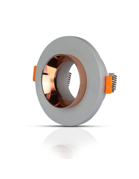 V-TAC VT-862 3124 Round Recessed LED Spotlight Holder GU10 Grey Concrete Body and Rose Gold Metal Interior