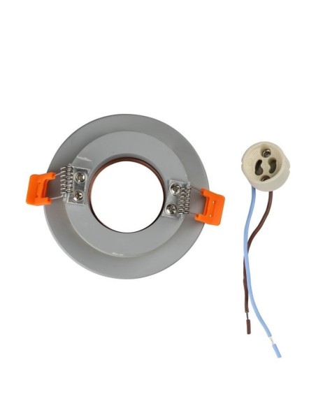 V-TAC VT-862 3124 Round Recessed LED Spotlight Holder GU10 Grey Concrete Body and Rose Gold Metal Interior