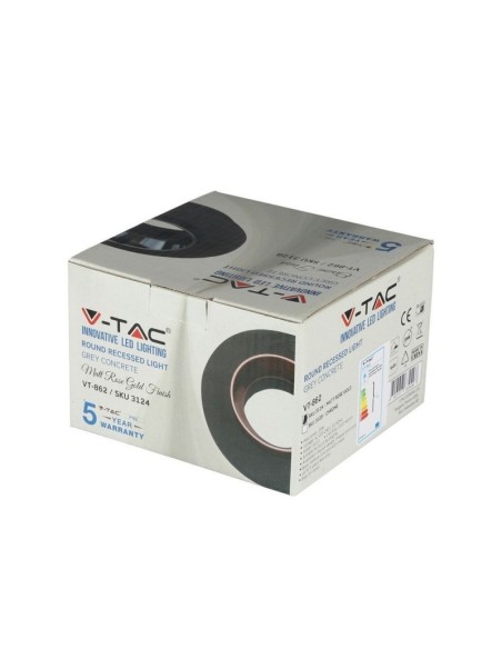 V-TAC VT-862 3124 Round Recessed LED Spotlight Holder GU10 Grey Concrete Body and Rose Gold Metal Interior