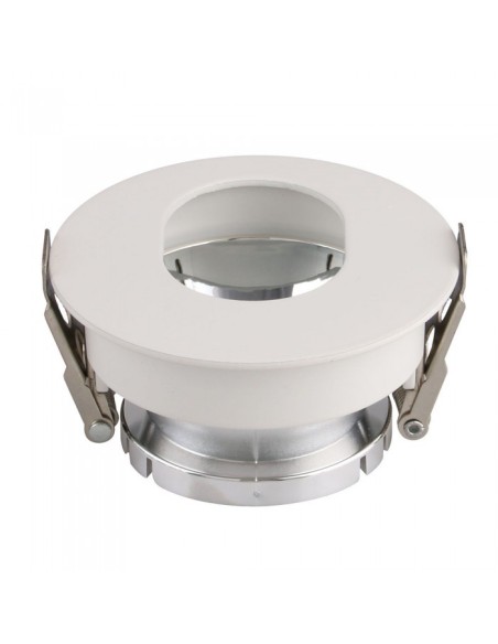 V-TAC VT-874 3164 Foco LED redondo ajustable con agujero ovalado GU10 Color blanco con acabado cromado