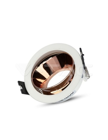 V-TAC VT-872 3155 ronde verstelbare LED inbouwspot GU10 wit met rosé gouden binnenkant