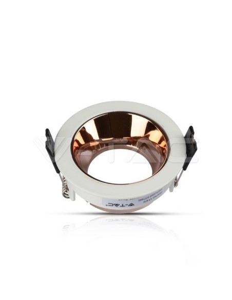 V-TAC VT-872 3155 Spot encastré LED rond et réglable GU10 Couleur blanche avec intérieur or rose