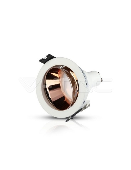 V-TAC VT-872 3155 Foco LED Redondo Ajustable GU10 Color Blanco con Interior Oro Rosa
