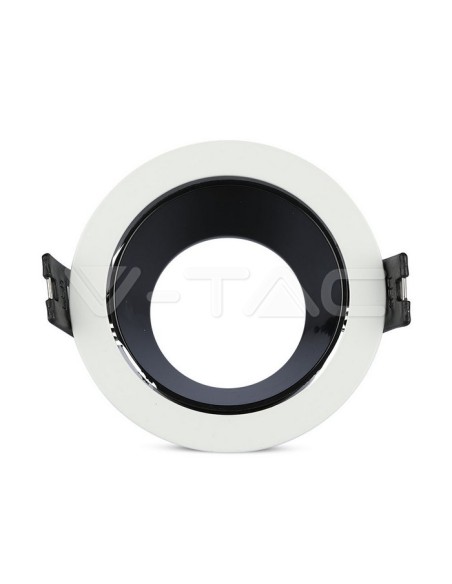 V-TAC VT-872 3153 Runder verstellbarer LED-Einbaustrahler GU10 Weiß mit schwarzem Gehäuse