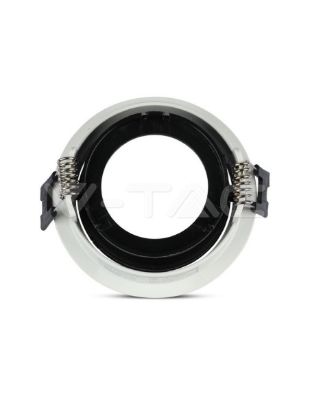 V-TAC VT-872 3153 Runder verstellbarer LED-Einbaustrahler GU10 Weiß mit schwarzem Gehäuse