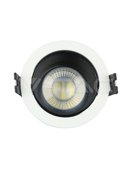 V-TAC VT-872 3153 Runder verstellbarer LED-Einbaustrahler GU10 Weiß mit schwarzem Gehäuse