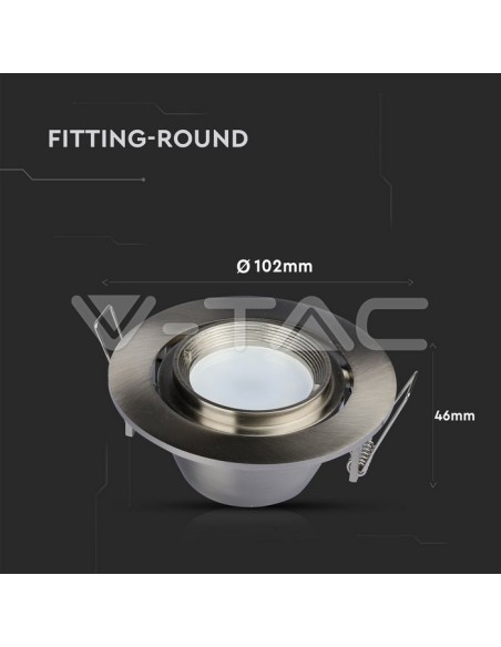 V-TAC VT-700 3690 Verstelbare Ronde LED Inbouwspot GU10 Satijn Nikkel Kleur