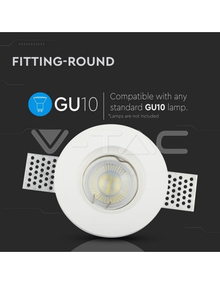 V-TAC VT-771 3652 Ronde LED Inbouwspot GU10 Gipskorf Wit