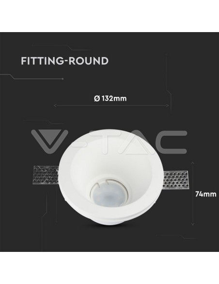 V-TAC VT-773 3654 Spot encastré rond à LED GU10 corps plâtre blanc