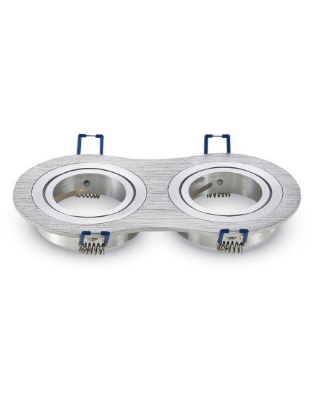 V-TAC VT-783 3602 Runder einstellbarer LED-Einbaustrahler 2xGU10 Gebürstetes Aluminium