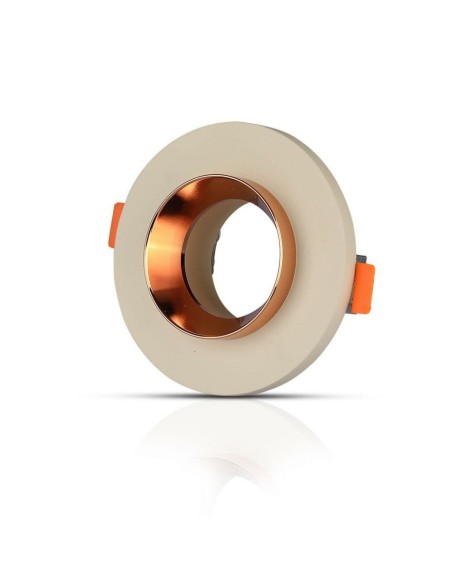 V-TAC VT-862 3125 Round Recessed LED Spotlight Holder GU10 White Concrete Body and Rose Gold Metal Interior