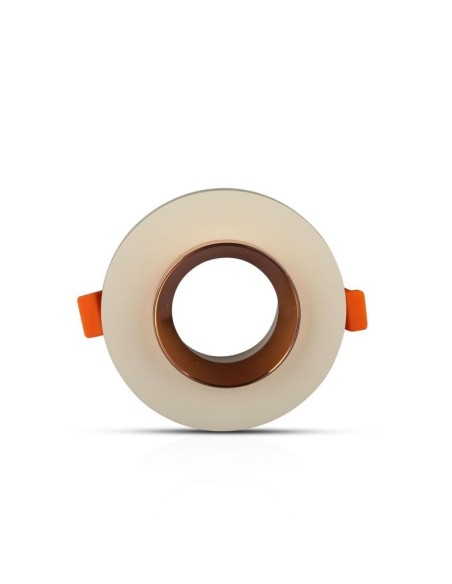 V-TAC VT-862 3125 Round Recessed LED Spotlight Holder GU10 White Concrete Body and Rose Gold Metal Interior