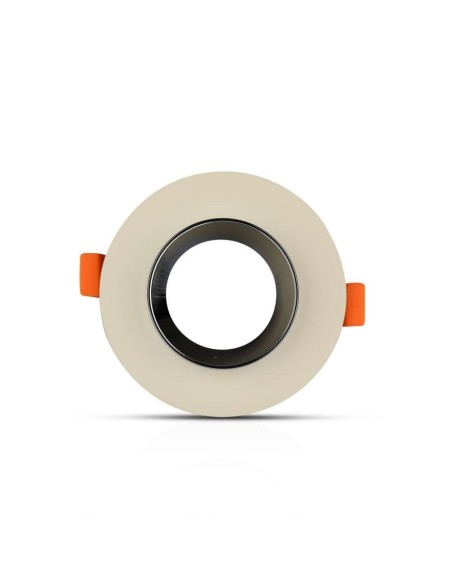 V-TAC VT-862 3126 Spot encastré rond à LED GU10 Corps en béton blanc et intérieur en métal chromé