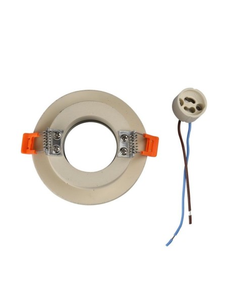 V-TAC VT-862 3126 Spot encastré rond à LED GU10 Corps en béton blanc et intérieur en métal chromé