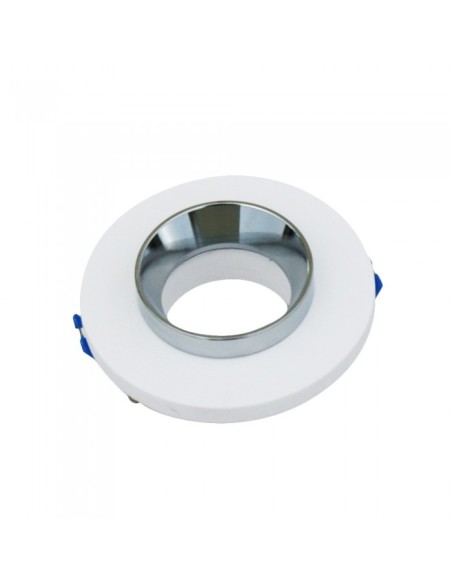 V-TAC VT-862 3127 Runder LED-Einbaustrahler GU10 mit weißem Gipsgehäuse und verchromtem Metallgehäuse