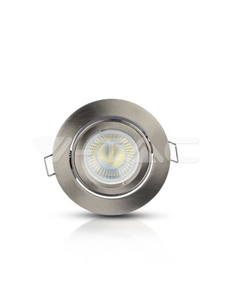 V-TAC VT-775 3646 Round Adjustable Recessed LED Spotlight GU10 Satin Nickel Colour
