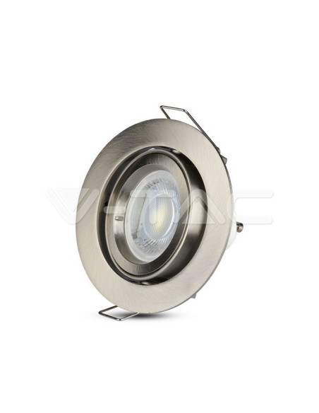 V-TAC VT-775 3646 Runder verstellbarer LED-Einbaustrahler GU10 Farbe Nickel matt