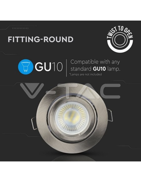 V-TAC VT-775 3646 Foco LED redondo ajustable GU10 Color Níquel Satinado