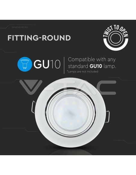 V-TAC VT-775 3647 Spot encastré rond réglable à LED GU10 Couleur Gris