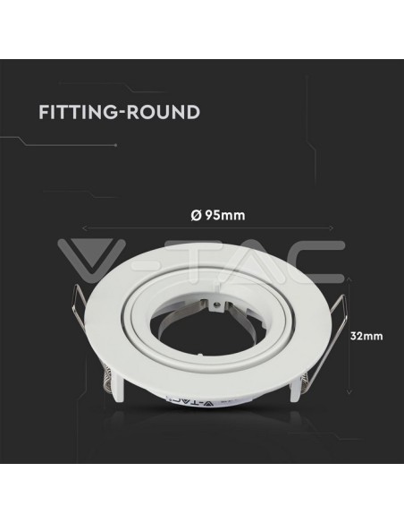 V-TAC VT-775 3645 Round Adjustable Recessed LED Spotlight GU10 White