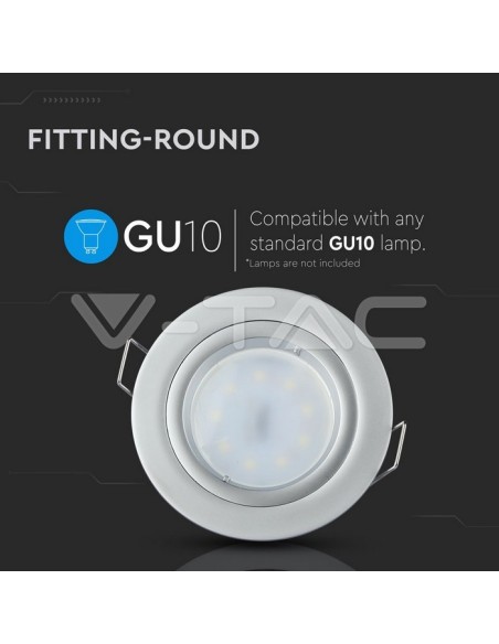 V-TAC VT-774 3644 Runder LED-Einbaustrahlerhalter GU10 Farbe Grau