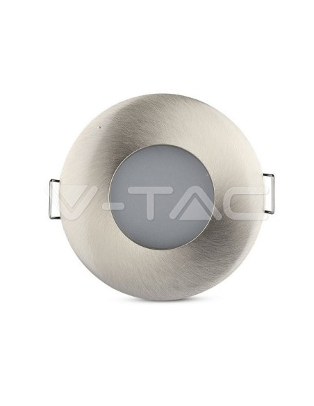 V-TAC VT-787 3614 Round Recessed LED Spotlight GU10 Satin Nickel Colour IP54