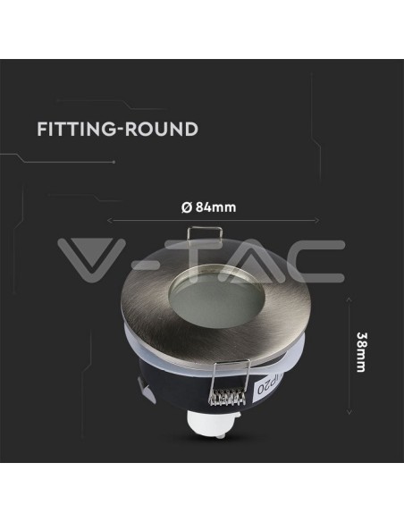 V-TAC VT-787 3614 Round Recessed LED Spotlight GU10 Satin Nickel Colour IP54