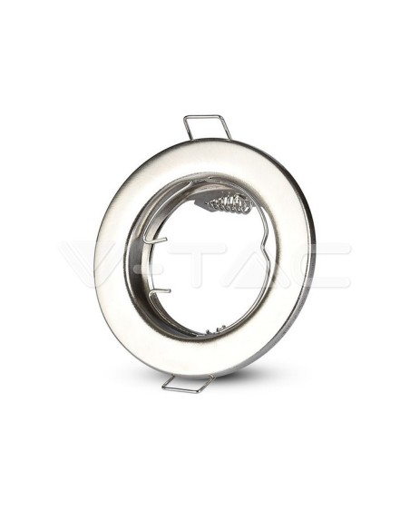 V-TAC VT-778 3585 Pack of 2 Round Recessed LED Spotlight Holders GU10 Satin Nickel Colour