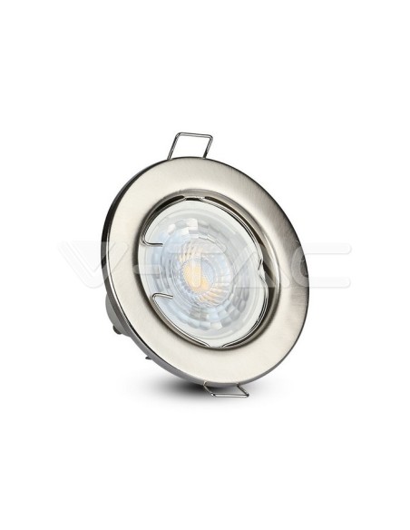 V-TAC VT-778 3585 Pack of 2 Round Recessed LED Spotlight Holders GU10 Satin Nickel Colour