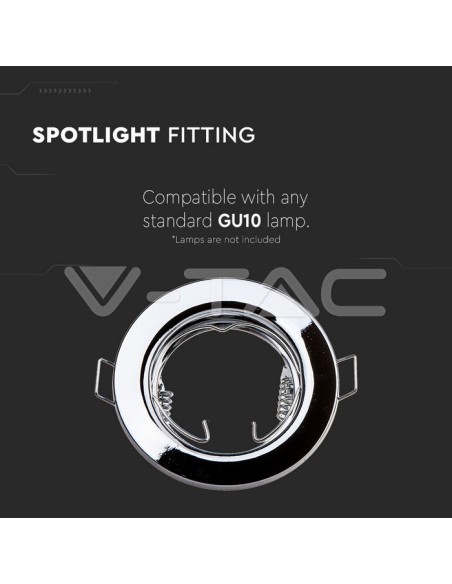 V-TAC VT-778 3586 Paket mit 2 runden LED-Einbaustrahlern GU10 Farbe Chrom