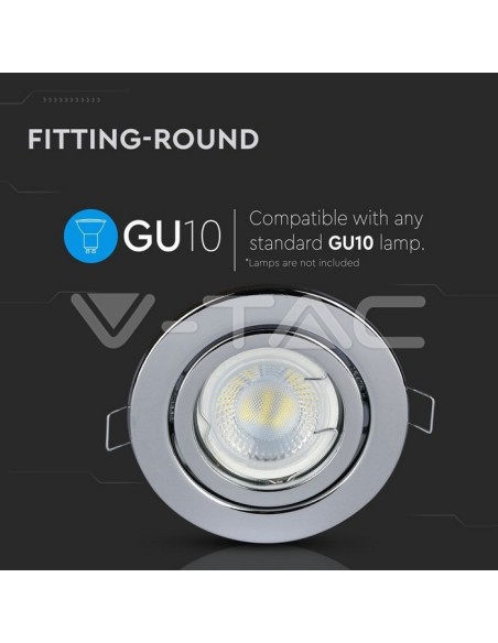 V-TAC VT-7227 3471 ronde kantelbare LED inbouwspot GU10 chroom kleur