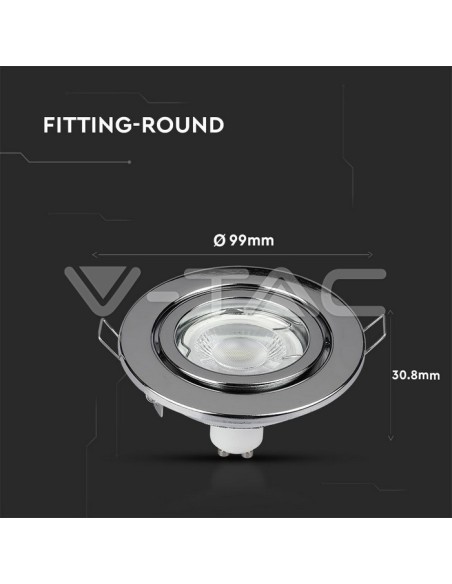 V-TAC VT-7227 3471 ronde kantelbare LED inbouwspot GU10 chroom kleur