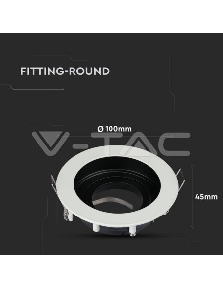 V-TAC VT-781 3595 LED Recessed Round Spotlight GU10 White with Black Interior