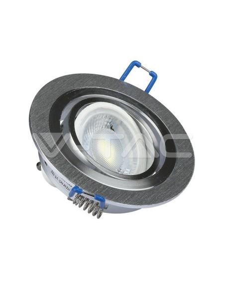 V-TAC VT-782 3600 Foco LED empotrable redondo de aluminio cepillado GU10 ajustable