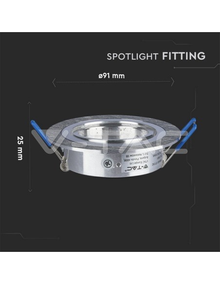 V-TAC VT-782 3600 Geborsteld Aluminium Ronde GU10 Inbouw LED Spotlight