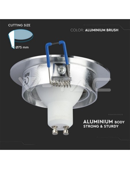 V-TAC VT-782 3600 Geborsteld Aluminium Ronde GU10 Inbouw LED Spotlight