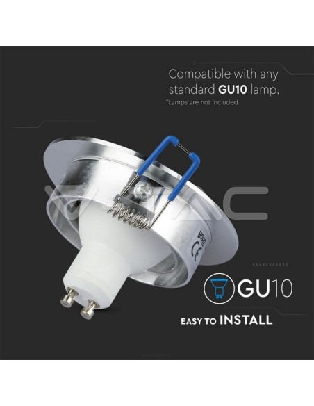 V-TAC VT-782 3600 Gebürstetes Aluminium Rund GU10 Einstellbarer LED-Einbaustrahler