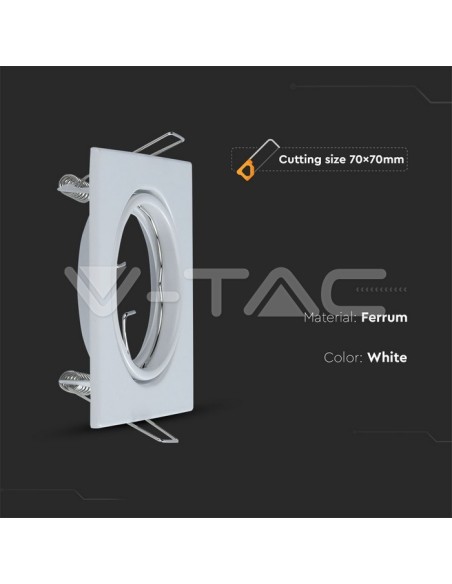 V-TAC VT-817 8941 Set van 2 x GU10 vierkante inbouwspots verstelbaar LED-spots wit