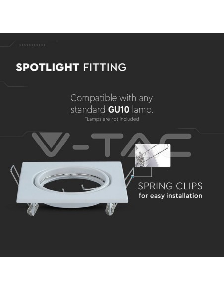 V-TAC VT-817 8941 Pack of 2 x GU10 square recessed adjustable LED spotlights white