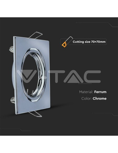 V-TAC VT-817 8943 Lot de 2 supports de spots LED ajustables Square GU10 Finition chromée