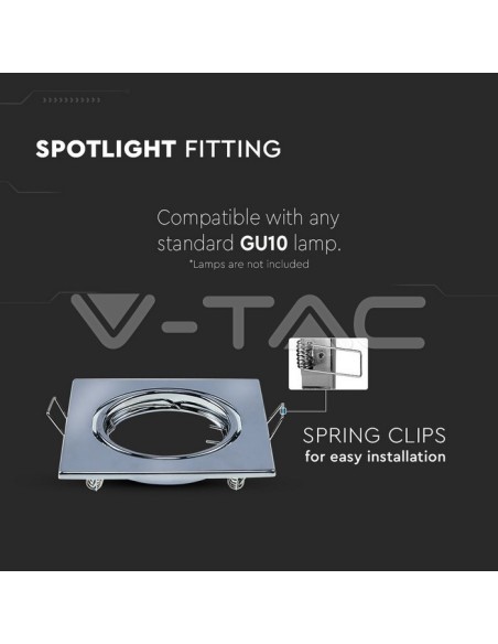 V-TAC VT-817 8943 Lot de 2 supports de spots LED ajustables Square GU10 Finition chromée