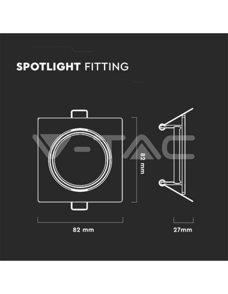 V-TAC VT-817 8943 Pack of 2 Adjustable LED Spotlight Holders Square GU10 Chrome Finish