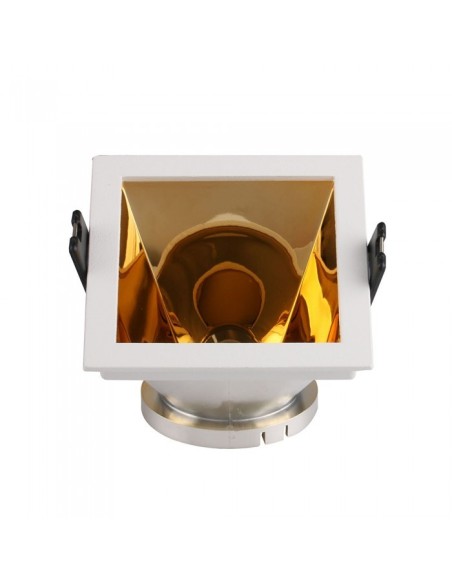 V-TAC VT-875 3166 Square Recessed LED Spotlight Holder GU10 White Colour with Gold Inclined Stand