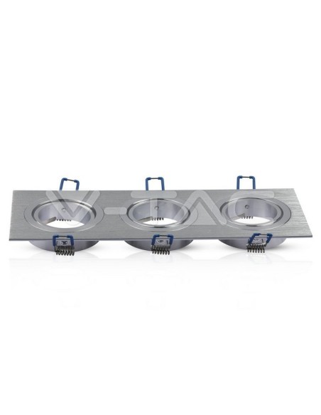 V-TAC VT-784 3610 Rechthoekige Inbouw Regelbare LED Spotlight 3xGU10 Geborsteld Aluminium